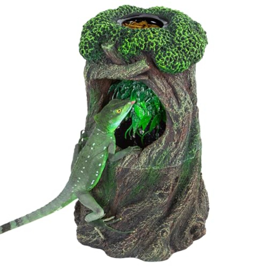 Water Dish Reptile - Reptile Waterfall Drinking Fountain with Food