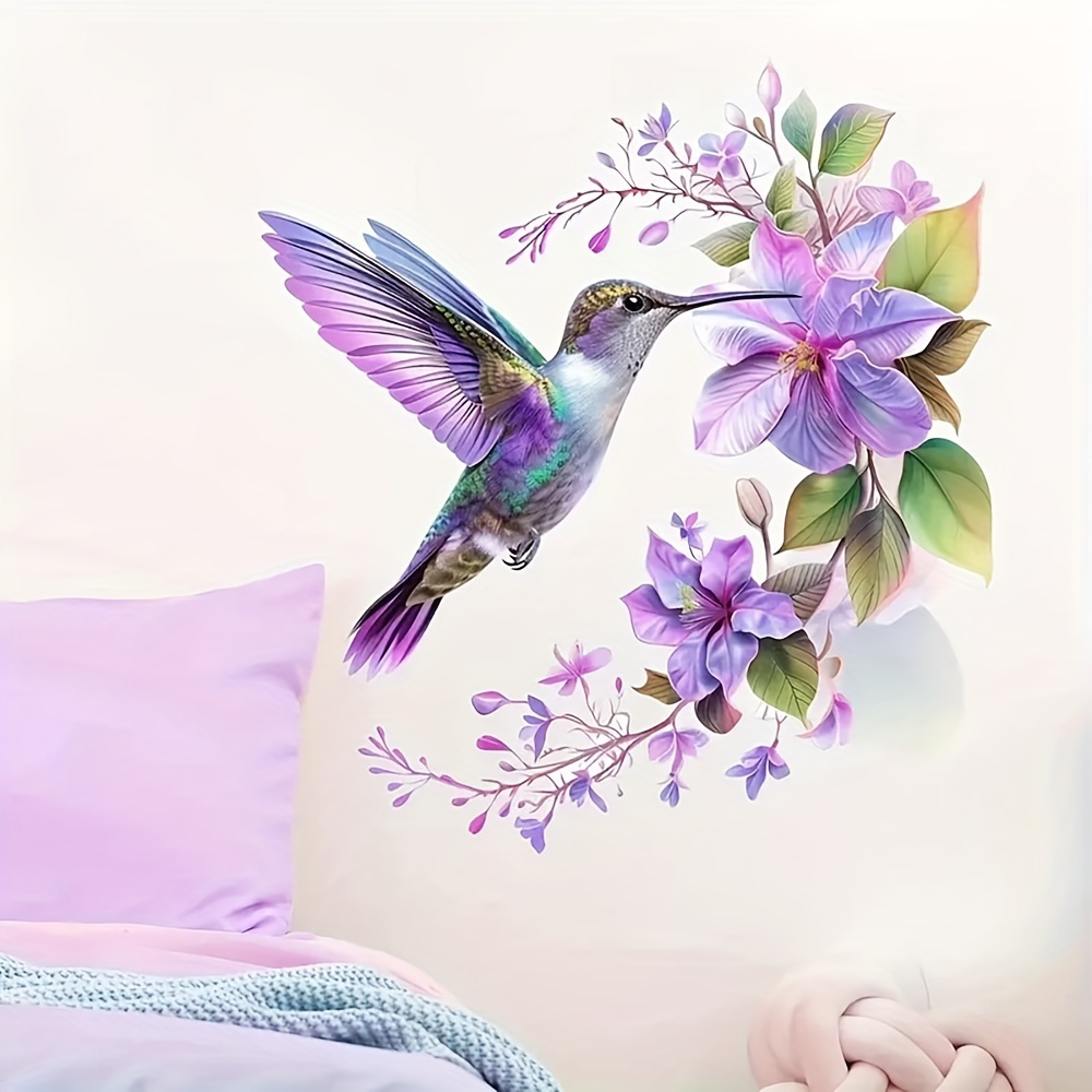 1 Purple Flower and Hummingbir - Pvc Panel Background incelemesi ve fiyatı