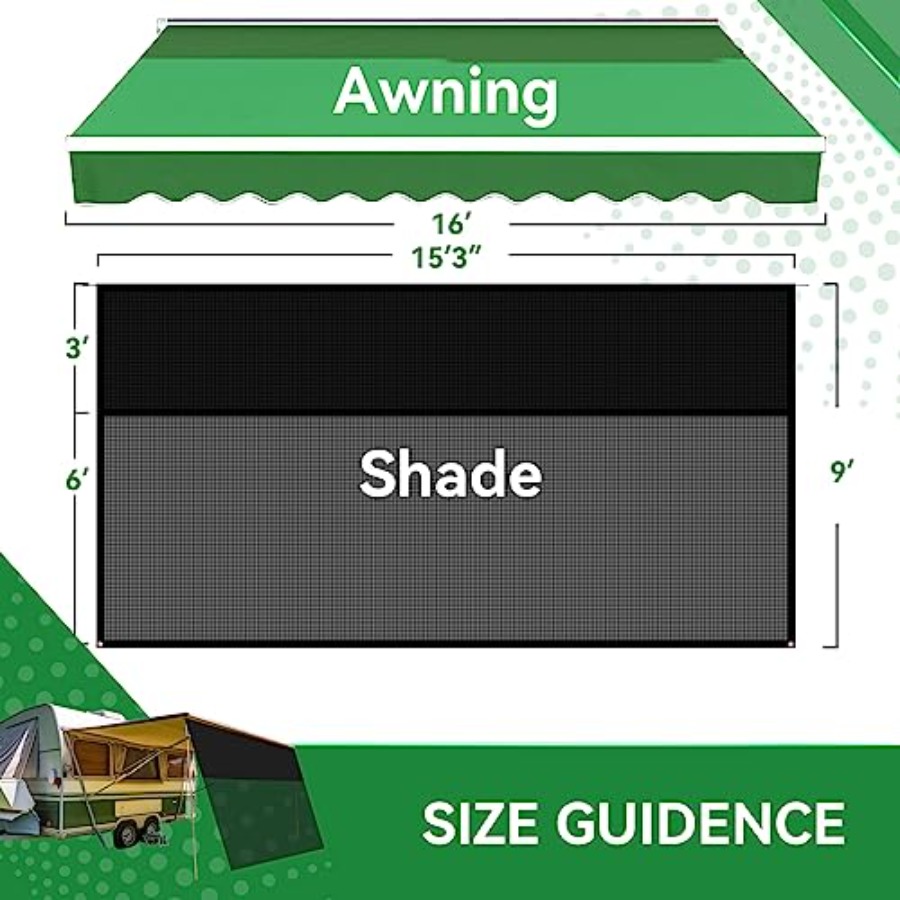 RV Awning Shade Screen 9' x 15 - Screen Top Mesh incelemesi ve fiyatı