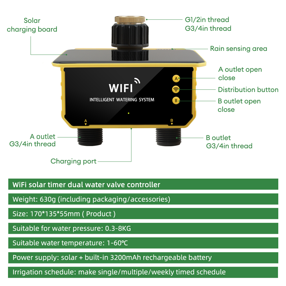 WiFi Solar Timer Dual Water Va - Timer Dual Outlet incelemesi ve fiyatı